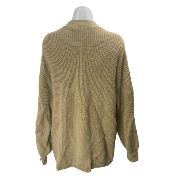 Aritzia Wilfred Free Tan Long Sleeve Pocket Knit Open Cardigan Sweater Top Sz L - Picture 2 of 3